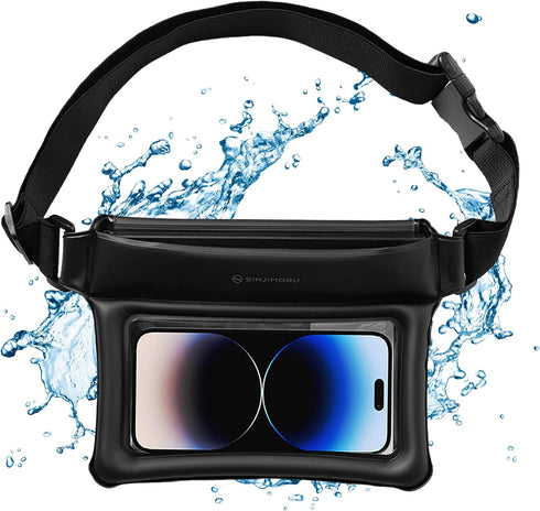 Sinjimoru Clear Waterproof Fanny Pack Dry Bag, Adjustable Strap Floating Crossbody Waist Belt Bag for Swimming Paddling Snorkeling, Lockable Trave...