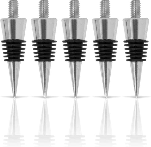 Classic Chrome Style Bottle Stopper with 3/8" x 16 tpi Threaded Post For Attaching Hand Made or Lathe Turned Handles … (5 Chrome Stoppers)...