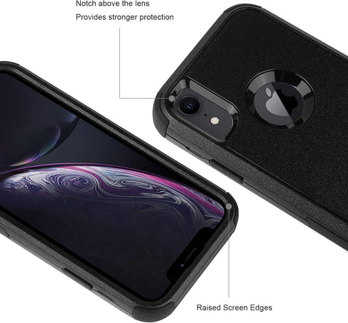 iPhone XR Case,Three Layer Heavy Duty Shockproof Protective Bumper Case Cover for Apple iPhone XR 6.1 inch (Black)......