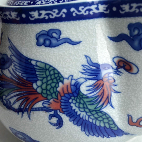 Yxhupot Teapot 15oz Blue White Porcelain China Stainless Steel Infuser Dragon and Phoenix (cihu long)...
