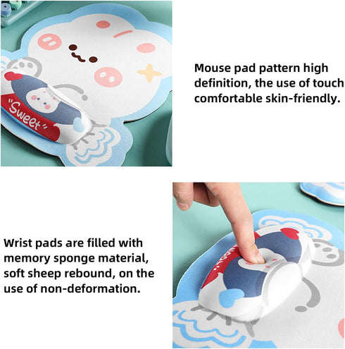 Mouse Pad with Wrist Rest Kawaii Rabbit Keyboard Wrist Rest, Ergonomic Mouse Pad with Wrist Support, Wrist Rest for Computer Keyboard Cute Desk Ac...