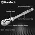 DURATECH 1/4" Drive Flex-Head Ratchet, 72-Tooth Ratchet Wrench, Quick-release, Reversible Switch, Full-Polished Chrome Plating, Alloy Steel...