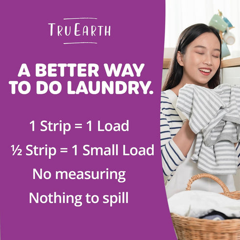 Tru Earth Compact Dry Laundry Detergent Sheets - Up to 64 Loads (32 Sheets) - Paraben-Free - Original Eco-Strip Liquidless Laundry Detergent, Trav...