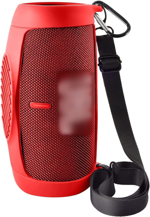 Silicone Case Cover for JBL Charge 5 Waterproof Portable Bluetooth Speaker, Protective Soft Skin Rubber Carrying Travel Pouch with Strap & Carabin...