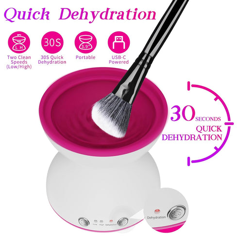 Makeup Brush Cleaner Machine-Rechargeable 1200mHA, Portable Electric Makeup Brush Cleaner Machine, 2 Gears Speed and Dehydration Function, with Cl...