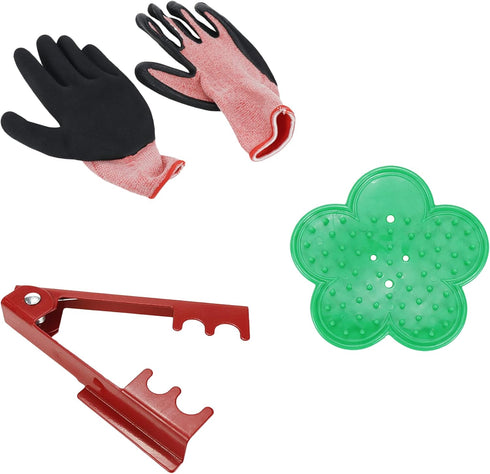 Set of 3 Garden Pruning Shears Kit, Rose Thorn Stripper Remover Tool, Leaf Stripping Remover Tool and Floral Gloves for Gardening Flower Arrangeme...