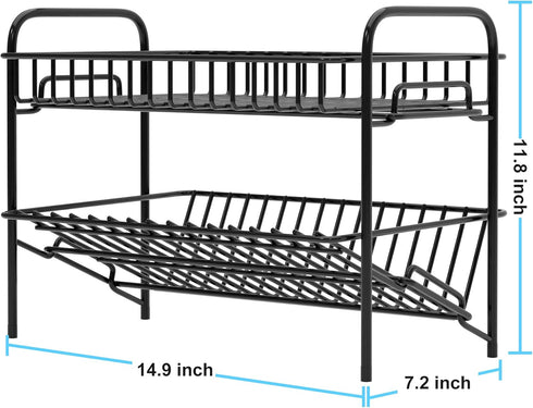 HengLiSam Spice Rack Organizer for Countertop, Heavy Duty Full Solid Metal Kitchen Shelves, 2 Tier Liquor Shelves Freestanding Holder Storage for ...