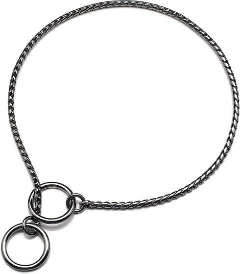 Mogoko Stainless Steel Dog Choke Chain Collar, Puppy Metal Snake Chain Pet Show Slip Collar Choker for Training Walking (Black;16.0"*3.0mm)...