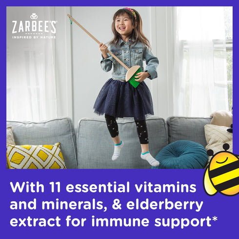Zarbee's Complete Kids Multivitamin Gummies + Immune Support, Children Vitamins Gummy with Vitamin A, C, D3, E, B6, B12, Folic Acid & Total B-comp...