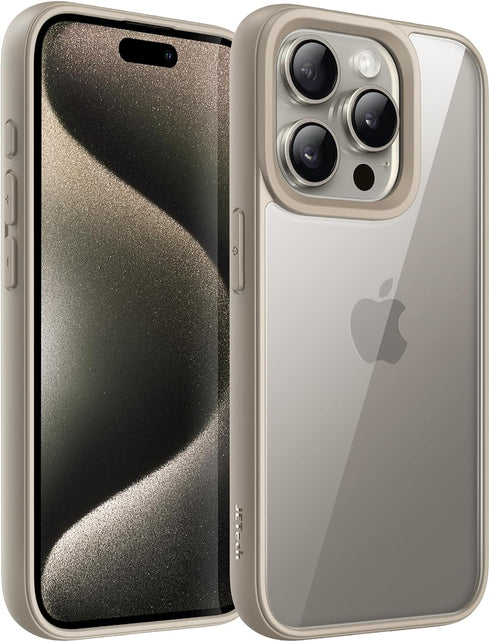JETech Case for iPhone 15 Pro Max 6.7-Inch, Shockproof Phone Bumper Cover, Solid Color Matte TPU Frame, Anti-Scratch Clear Back (Natural Titanium)...