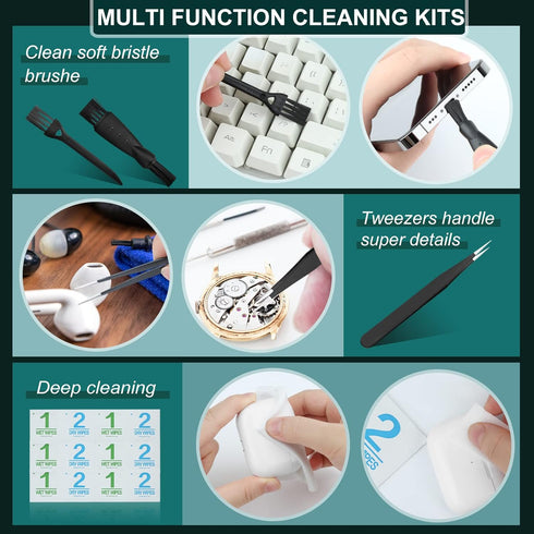 Airpod Earbud Cleaner Kit,3 in 1 Multi-Function Earpod Cleaning Pen with Soft Brush & Cleaning Putty for Earphones Phone Headphones,Electronics Cl...