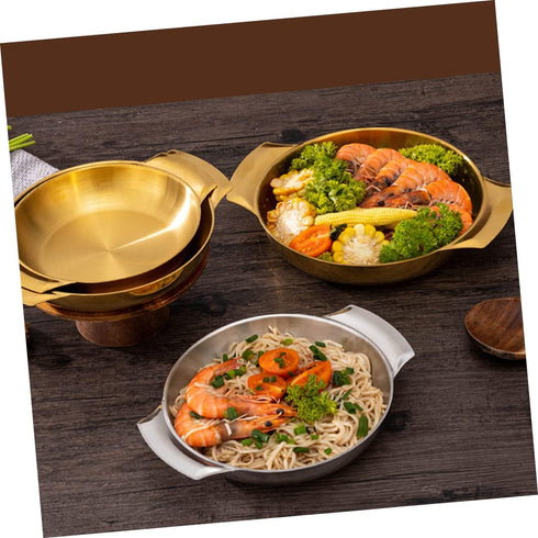 PRETYZOOM Stainless Steel Seafood Pot Double Handle Cooking Pan Cookware Non Stick Pan Casserole Pot Sturdy Cooking Pot Nonstick Frying Pan Campin...