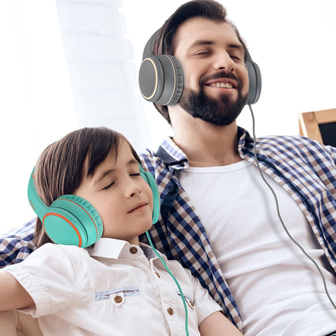 RORSOU R10 Kids Headphones with Microphone, Lightweight Folding Stereo Bass Headphones with 1.5M No-Tangle Cord, Portable Wired Headphones for Sma...