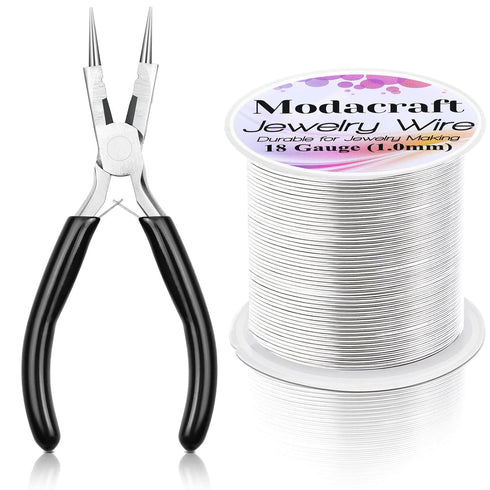 18 Gauge Silver Jewelry Wire with 4 in 1 Plier modacraft 65FT Christmas Ornaments Crafts Wire 1 MM Tarnish Resistant CopperBeading Wire for Jewelr...