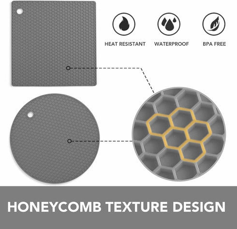 Joyhalo Trivets for Hot Dishes - Hot Pads for Kitchen, Silicone Pot Holders for Hot Pots and Pans, Silicone Mats for Kitchen Countertops, Table, F...