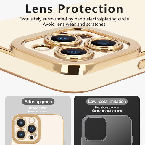 Lafunda Designed for iPhone 15 Pro Max Case Cute, Luxury Plating Case for Women Girls Gold Edge TPU Bumper Cover with Camera Protection Shockproof...