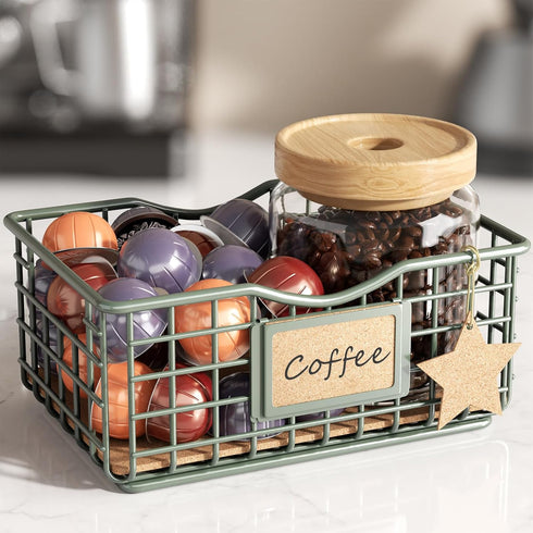 Coffee Pod Holder, Large Capacity Keurig Pod Holder Storage with Cork Liner, Modern K-cup Pods Basket Decor for Kitchen Countertop for K Cup Holde...