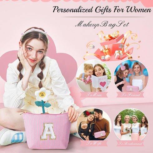 Preppy Stuff Gifts for Women, Makeup Bag Cosmetic Bag Daughter Sister Birthday Gifts for Girl Women Teacher Gifts Make Up Bag Gifts for Friends Ma...