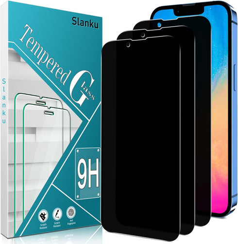 Slanku [3 Pack Privacy Screen Protector for iPhone 13 Mini Tempered Glass Film, Anti-Spy, Full Coverage, Case Friendly......