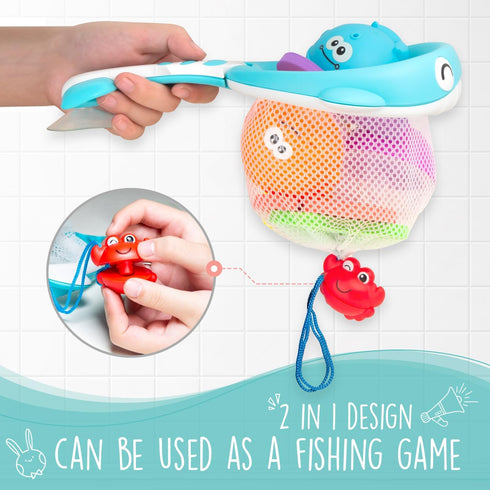 Comfylife Baby Bath Toy Organizer - Bath Toy Storage for Shower - Bathtub Toy Organizer includes Foam Bath Toys (Numbers & Letters & Squirty Toys)...