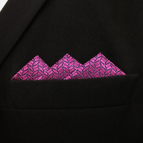 S&W SHLAX&WING Mens Tie Luxury Neckties Fuschia Solid Matching Pocket Square...