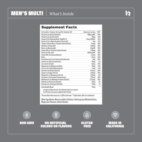 Health by Habit Mens Multi Supplement 2 Pack (120 Capsules) - 23 Essential Vitamins and Minerals, Supports General Health & Wellness, Non-GMO, Sug...