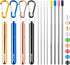 Cruise Ship Essentials,4-Pack reusable Collapsible Stainless Steel Drinking Straws with Aluminum Case,Cleaning Brush,and Keychains ?Black & rose g...