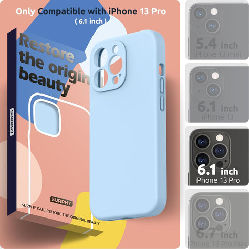 SURPHY Compatible with iPhone 13 Pro Case with Screen Protector, (Camera Protection + Soft Microfiber Lining) Liquid Silicone Phone Case 6.1 inch ...