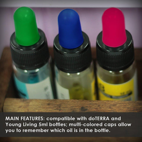 Glass Eye Droppers for 5ml Essential Oil Bottles | 12-Pack | Multicolored | Fits doTERRA, Young Living, Edens Garden, Plant Therapy, Plant Guru, R...