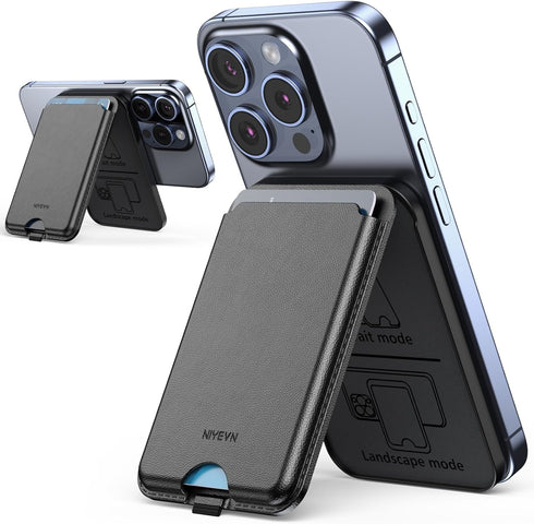 Magnetic Wallet ?Compatible with MagSafe Wallet, for iPhone Wallet with Adjustable Stand, for iPhone 15/14/13/12 Series, 3-Card HolderVegan Leathe...