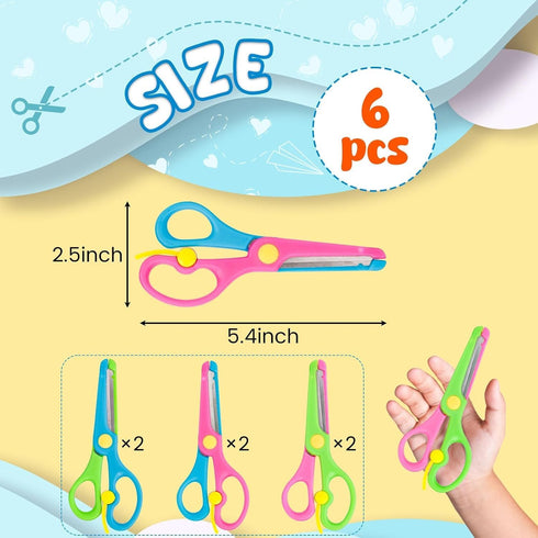 LOVESTOWN Kids Safety Scissors, 6PCS Blunt Tip Scissors for School with Comfort Grip & Steel Blades, Anti-Pinch Design for Back to School, Classro...