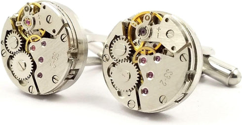 LBFEEL Cool Steampunk Cufflinks Watch Movement Cufflinks for Mens Shirt with a Gift Box...