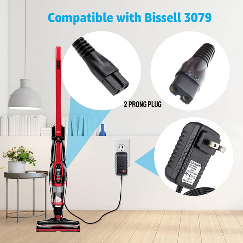 Replace The Bissell 3079 AC Power Charger, Compatible with The Bissell 3079 Featherweight Cordless XRT14.4V rod Vacuum Cleaner (1 Black)...