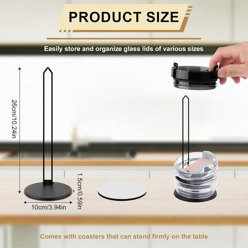 2pcs Tumbler Lid Organizer, up to 14 Lids Space-Saving Design Cup Lid Holder for YETI & Stanley Detachable Slim Vertical Storage Rack Stand Free C...