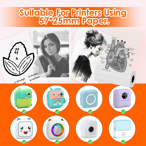 HuiJuKeJi 3 Rolls Mini Printer Paper,Self-adhesive Transparent Paper 5.7 x 2.5cm,Thermal Inkless Sticker Paper for Mini Portable Bluetooth Receipt...