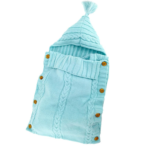 XMWEALTHY Newborn Baby Wrap Swaddle Blanket Knit Sleeping Bag Receiving Blankets Stroller Wrap for Baby(Sky Blue) (0-6 Month)...