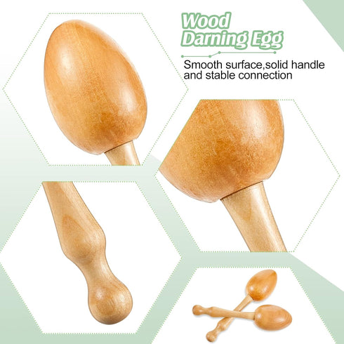 Darning Egg Darning Egg for Socks Wooden Darning Egg Wooden Darning Supplies Kit with Large Eye Needles Sewing Threads for Socks Clothes Adults Da...