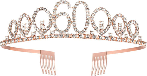 Rose Gold Birthday Sash Crown 60 & Fabulous Sash and Tiara for Women, Gifts for Happy 60th Birthday Party Favor Supplies...