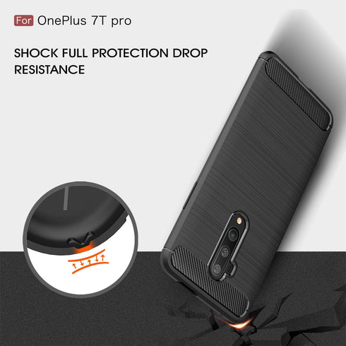 Case Compatible with OnePlus 7T Pro Case, Carbon Fiber Texture Design Cover Anti-Scratch Shock Absorption Case for OnePlus 7T Pro (Black)...