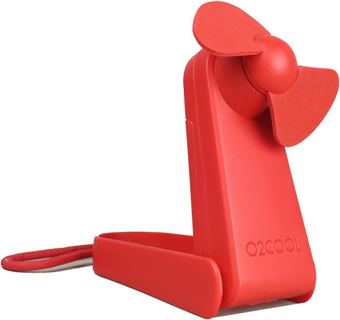 O2COOL Personal Battery Pocket and Table Desk Fan - Carabiner Clip - Flip Down Stand - Quiet - Foam Blades - Red...