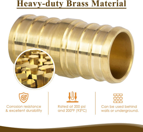 JUWO 3/4" PEX Coupling, PEX Fitting for Plumbing Repairs, Sturdy and Durable Brass Crimp Fitting (5 Pack)...