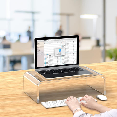 Acrylic Monitor Stand Riser Clear Laptop Stand for Desk Acrylic Monitor Riser for Desk Accessories Aesthetic Laptop Riser Clear Computer Stand Whi...
