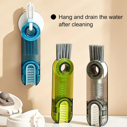 Bottle Brush 3 in 1 Multifunctional Crevice Cleaning Brush for Bottle Gap Tight Spaces Cup Kitchen Brush Small Silicone Bottle Brush Cleaner (3 Pa...