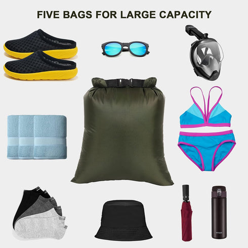 Dry Bags Waterproof Set, 5 Packs Ultralight Waterproof Bags Small Stuff Sack Water Proof Bag Dry Packs, Outdoor Dry Bag Keep Gear Dry for Backpack...