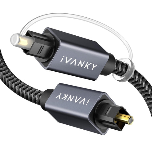 IVANKY Optical Audio Cable 10ft/3M, Long Digital Audio Optical Cable for Soundbar, S/PDIF Toslink Fiber Optic Cord [Braided, Gold-Plated Connector...