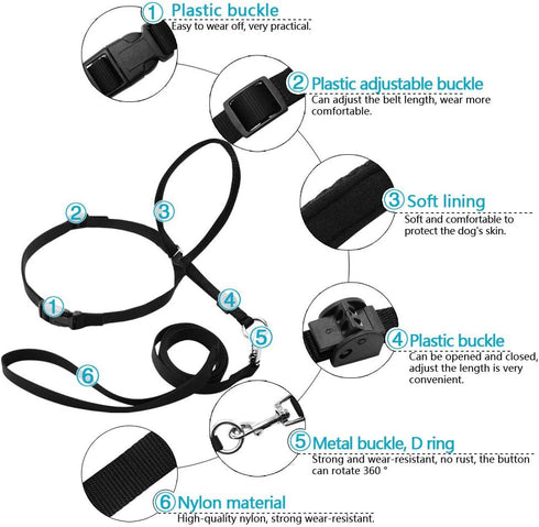 BARKLESS Dog Head Collar, Adjustable and Padded, No-Pull Training Tool for Dogs on Walks, includes 1 Dog Leash and A Training Guide...