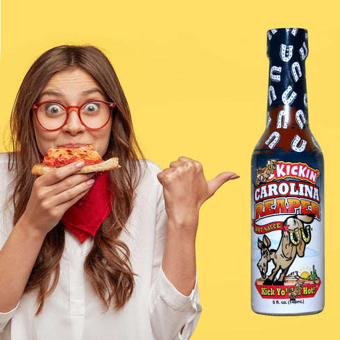 KICKIN' Carolina Reaper Hot Sauce - 5 oz - Premium Gourmet Hot Sauce for Chicken Wings and Breakfast Burritos–Perfect Stocking Stuffers or Christm...