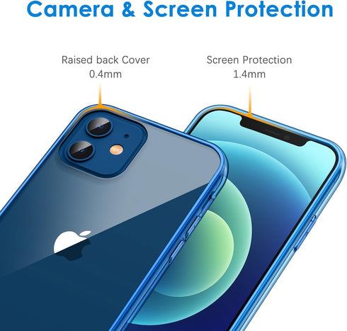 JETech Case for iPhone 12 Mini 5.4-Inch, Non-Yellowing Shockproof Phone Bumper Cover, Anti-Scratch Clear Back (Blue)...