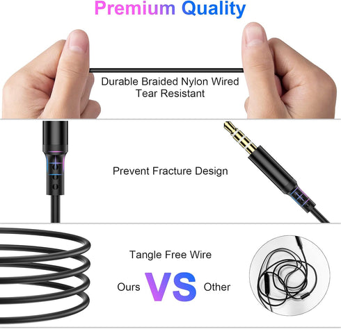 Wired Earbuds 3.5mm Jack Magnetic in-Ear Earphone Stereo Canceling Headphone with Microphone for iPhone iPad Samsung A15 A14 A13 A03s S10 Motorola...