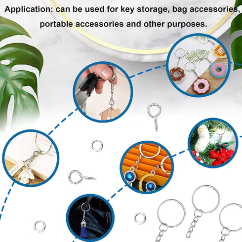 420Pcs 1" 25mm Key Chain Making Kit, Including Keychain Rings with Chain,Jump Ring and Screw Eye Pins Bulk for DIY Accessories for Keychains Jewel...